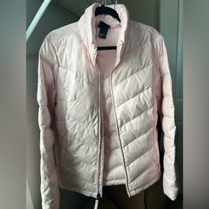 The North Face pink down puffer jacket.